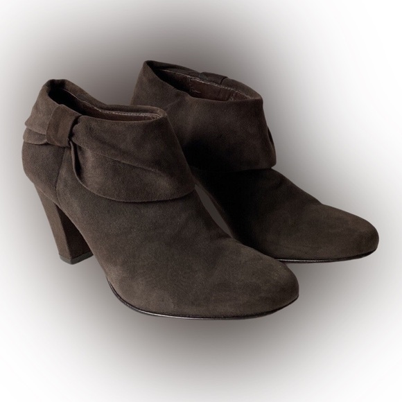 Kate Spade Brown Suede Bow Ankle Booties Heels Slip-On Block Heel Women’s Size 8 - Picture 3 of 8